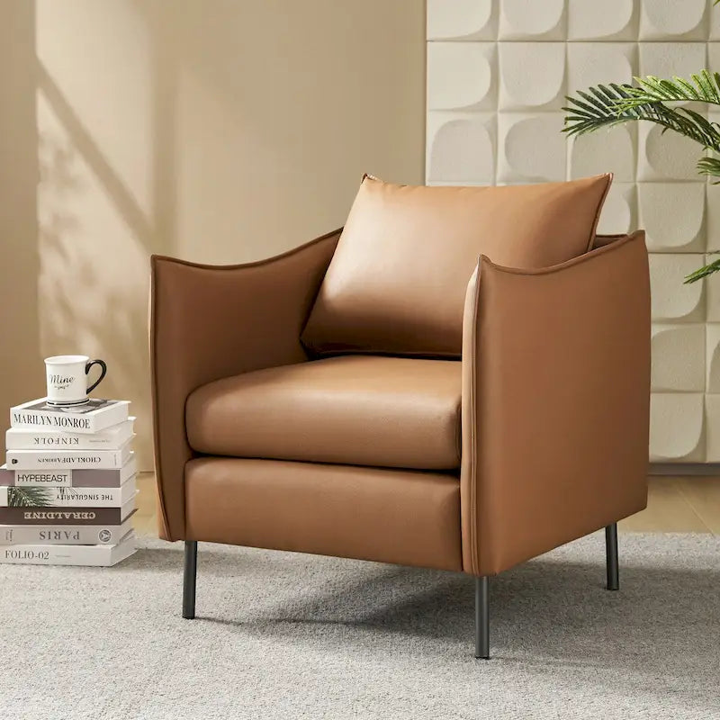 Christopher Modern Anti-scratch Fabric Armchair with Black Metal Legs by HULALA HOME