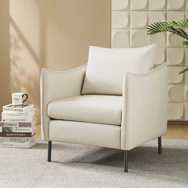 Christopher Modern Anti-scratch Fabric Armchair with Black Metal Legs by HULALA HOME