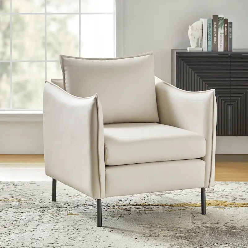 Christopher Modern Anti-scratch Fabric Armchair with Black Metal Legs by HULALA HOME