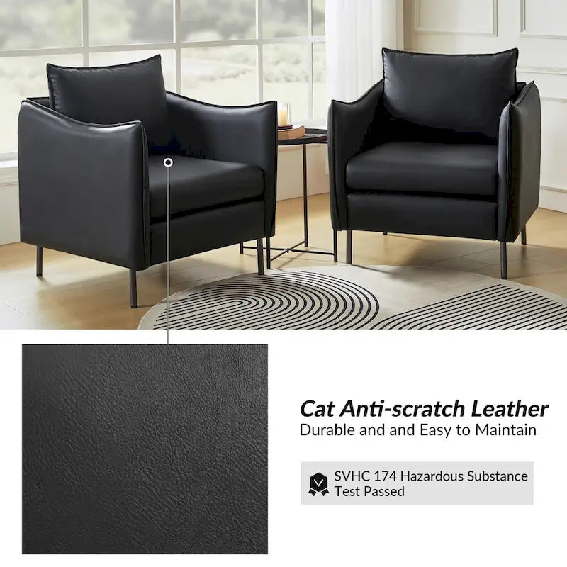 Christopher Modern Anti-scratch Fabric Armchair with Black Metal Legs by HULALA HOME