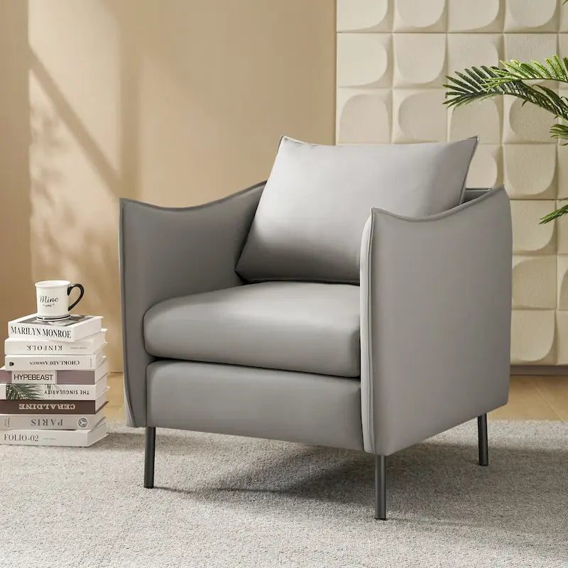 Christopher Modern Anti-scratch Fabric Armchair with Black Metal Legs by HULALA HOME