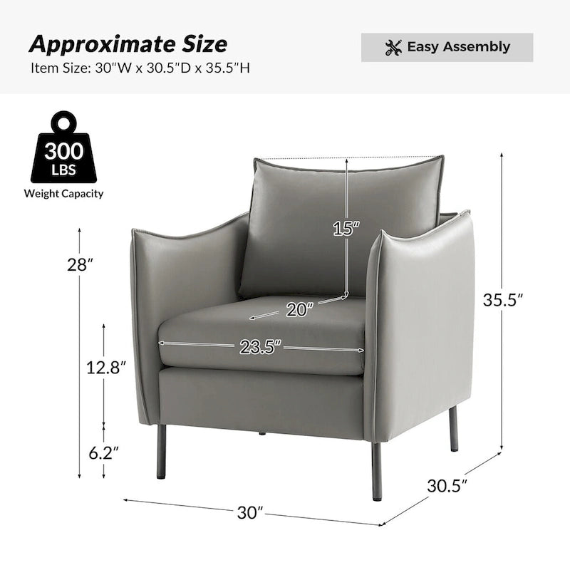 Christopher Modern Anti-scratch Fabric Armchair with Black Metal Legs by HULALA HOME