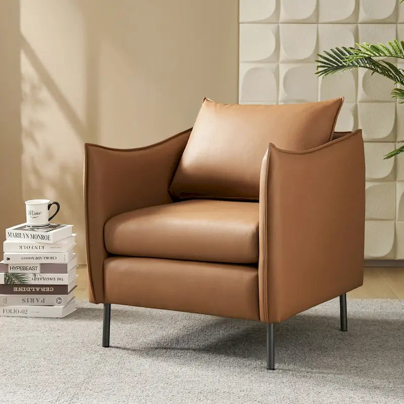 Christopher Modern Anti-scratch Fabric Armchair with Black Metal Legs by HULALA HOME