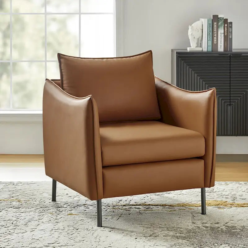 Christopher Modern Anti-scratch Fabric Armchair with Black Metal Legs by HULALA HOME