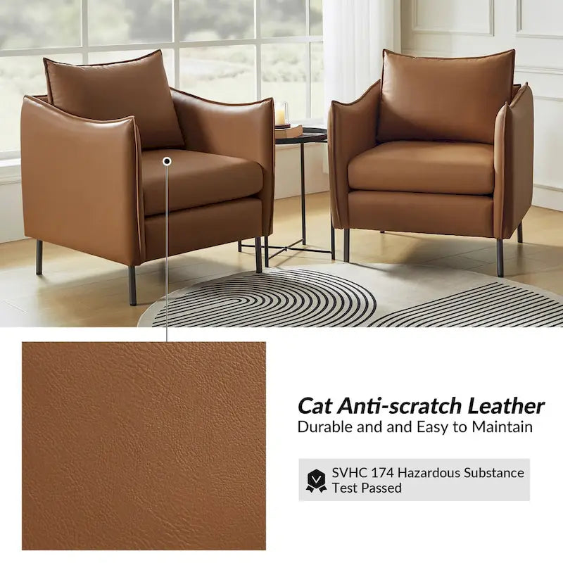 Christopher Modern Anti-scratch Fabric Armchair with Black Metal Legs by HULALA HOME