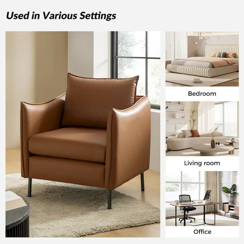 Christopher Modern Anti-scratch Fabric Armchair with Black Metal Legs by HULALA HOME