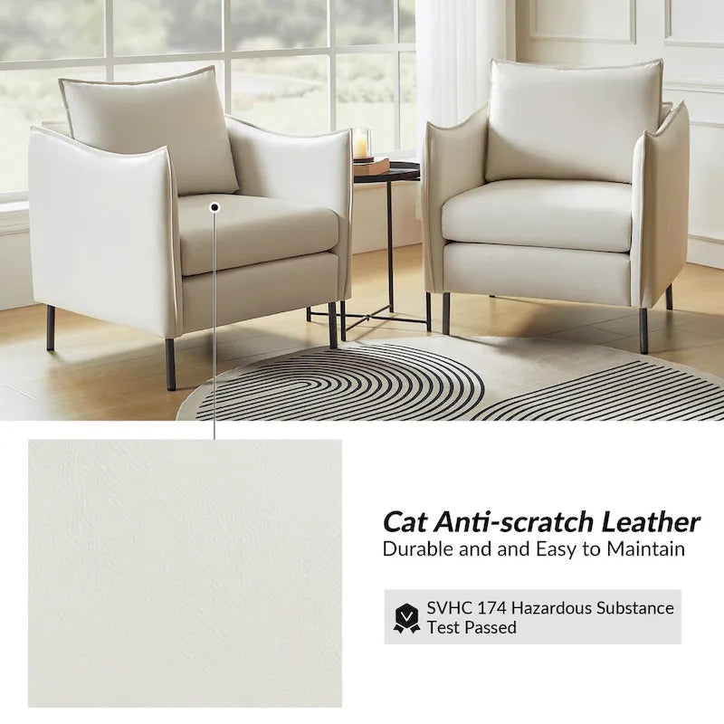 Christopher Modern Anti-scratch Fabric Armchair with Black Metal Legs by HULALA HOME