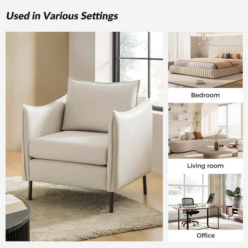 Christopher Modern Anti-scratch Fabric Armchair with Black Metal Legs by HULALA HOME