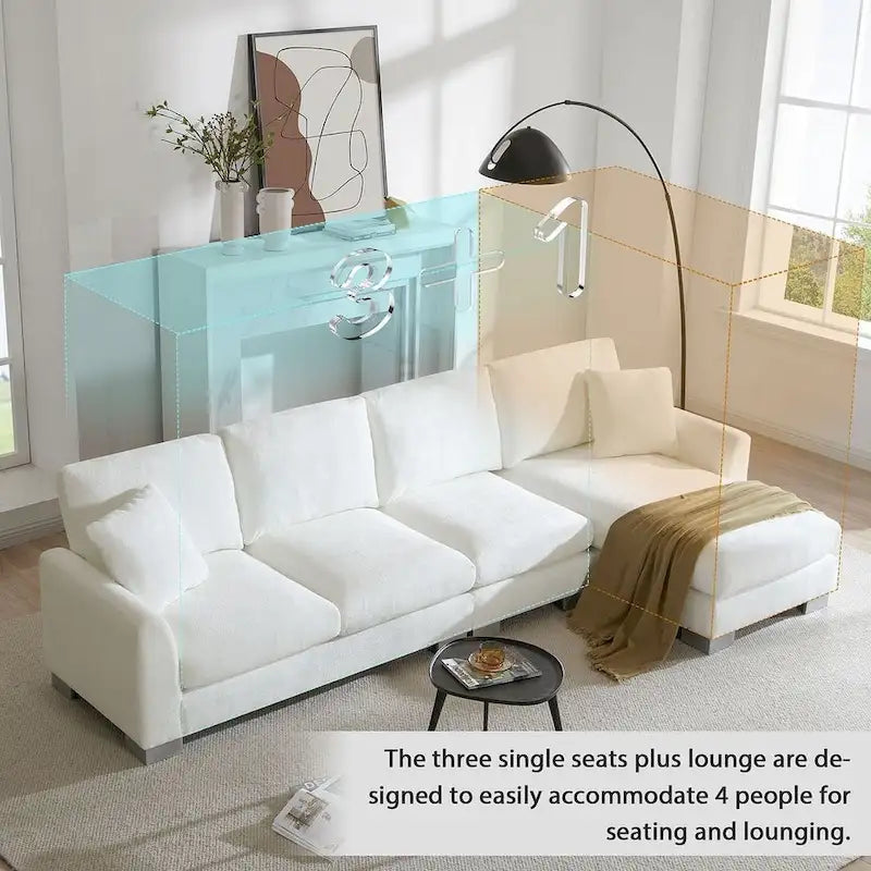 Oversized Sectional Couch with Chaise Lounge, L-shaped Chenille Sectional Sofa for Living Room,Apartment,Office