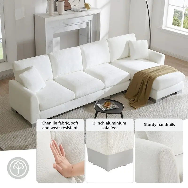 Oversized Sectional Couch with Chaise Lounge, L-shaped Chenille Sectional Sofa for Living Room,Apartment,Office