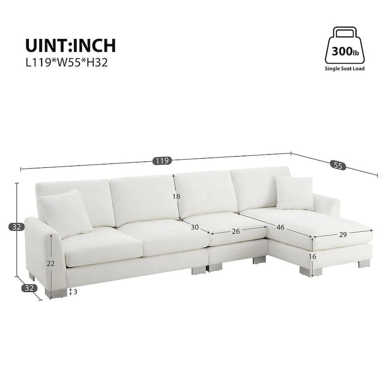 Oversized Sectional Couch with Chaise Lounge, L-shaped Chenille Sectional Sofa for Living Room,Apartment,Office