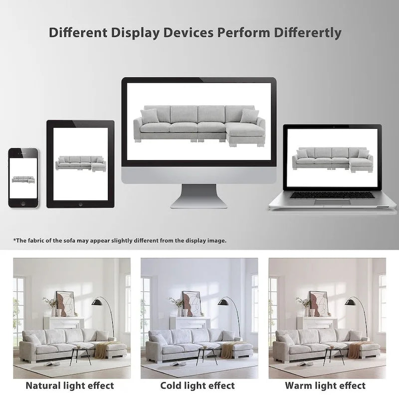 Oversized Sectional Couch with Chaise Lounge, L-shaped Chenille Sectional Sofa for Living Room,Apartment,Office