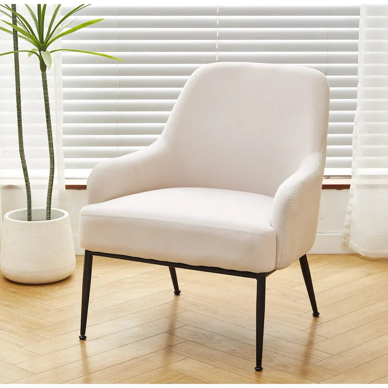 Slope Arm Mid Century Velvet Indoor Accent Chair