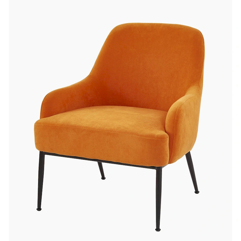 Slope Arm Mid Century Velvet Indoor Accent Chair