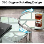 3 Tiers Round and Glass Coffee Table with 360 Degrees Rotating Top