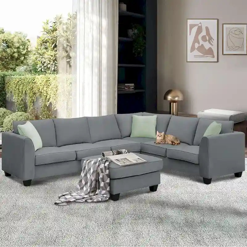 Flexible Combination Module Reversible Sectional Sofa with Ottoman