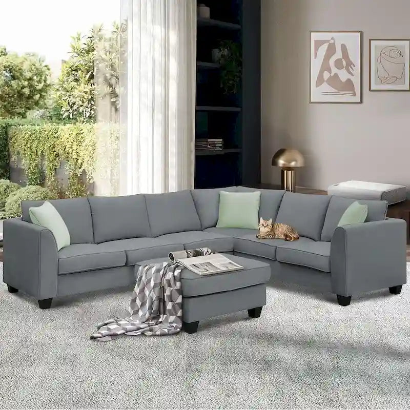 Flexible Combination Module Reversible Sectional Sofa with Ottoman