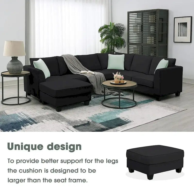 Flexible Combination Module Reversible Sectional Sofa with Ottoman