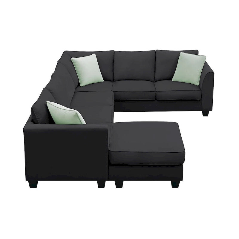 Flexible Combination Module Reversible Sectional Sofa with Ottoman