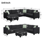 Flexible Combination Module Reversible Sectional Sofa with Ottoman