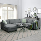 Flexible Combination Module Reversible Sectional Sofa with Ottoman