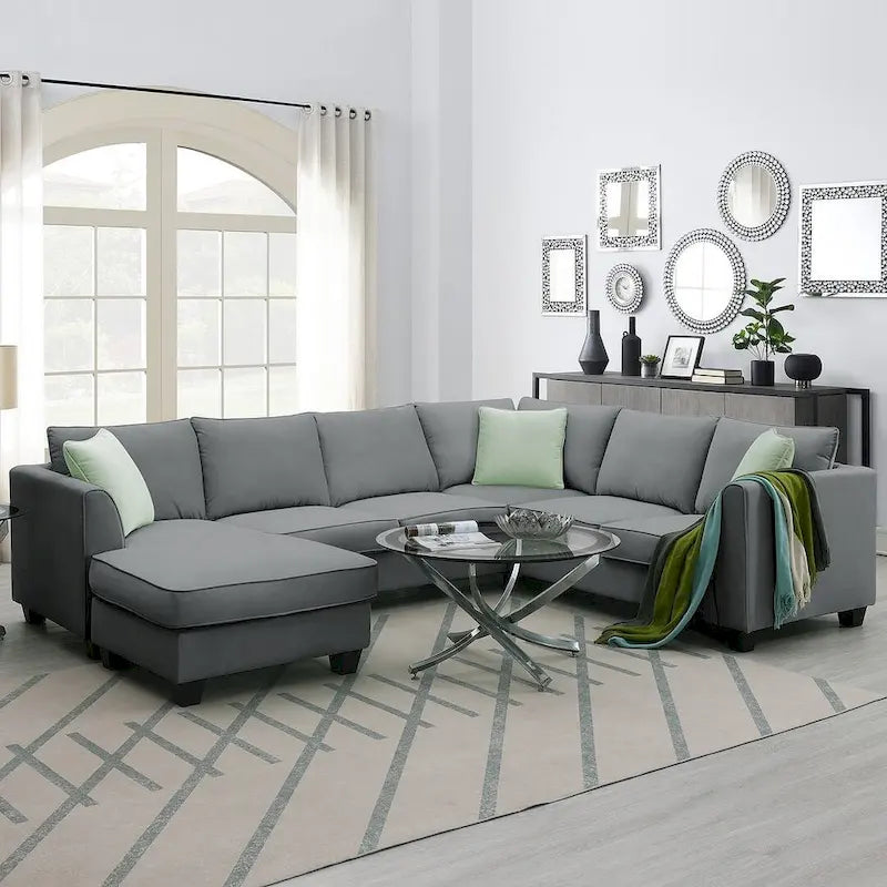 Flexible Combination Module Reversible Sectional Sofa with Ottoman