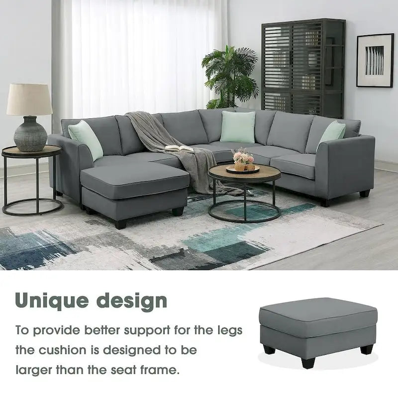 Flexible Combination Module Reversible Sectional Sofa with Ottoman
