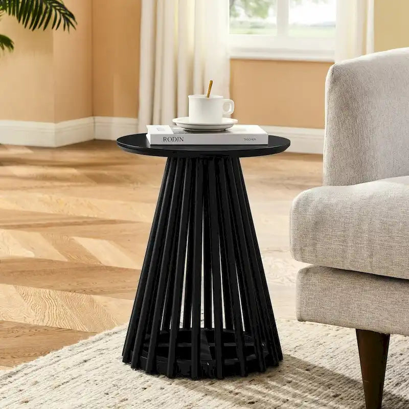 15.75 in. Round Wood Coffee Table, Simple End Table, Solid Wood Side Table for Living Room