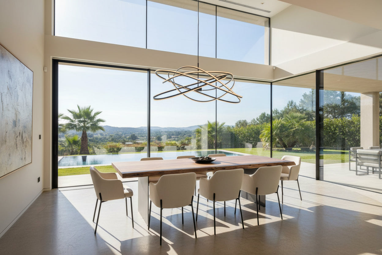 Aurelle Home Modern Live Edge Acacia and Iron Dining Table - 94 x 38