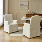Alethea Upholstered Slipcover Arm Dining Chair with Soild Wood Legs Set of 2 by HULALA HOME