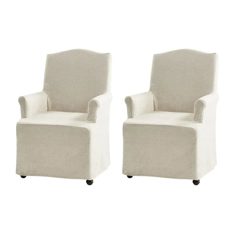 Alethea Upholstered Slipcover Arm Dining Chair with Soild Wood Legs Set of 2 by HULALA HOME