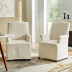 Alethea Upholstered Slipcover Arm Dining Chair with Soild Wood Legs Set of 2 by HULALA HOME