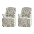 Alethea Upholstered Slipcover Arm Dining Chair with Soild Wood Legs Set of 2 by HULALA HOME