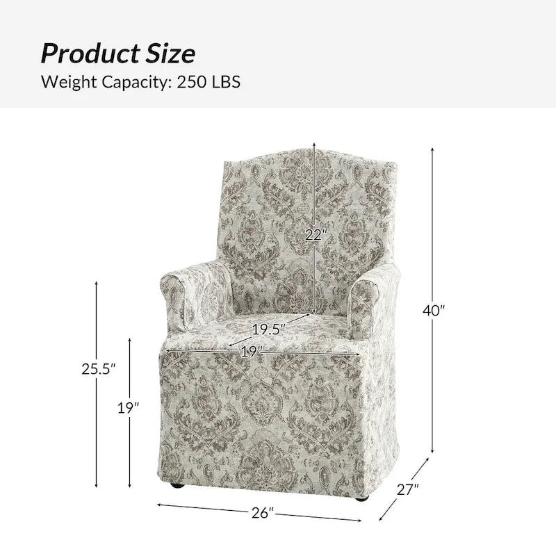 Alethea Upholstered Slipcover Arm Dining Chair with Soild Wood Legs Set of 2 by HULALA HOME