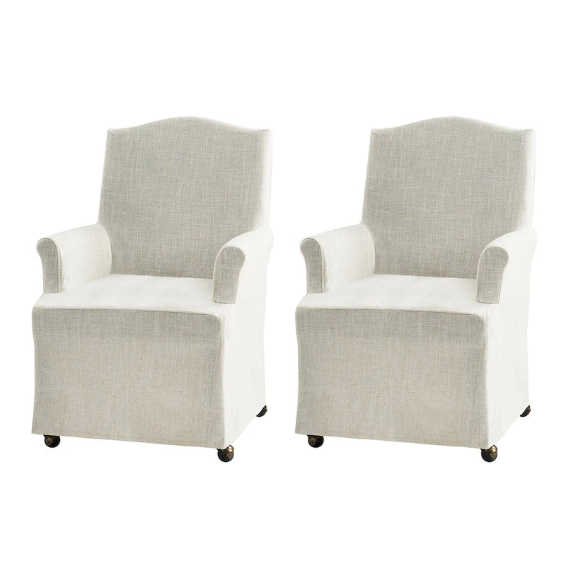 Alethea Upholstered Slipcover Arm Dining Chair with Soild Wood Legs Set of 2 by HULALA HOME