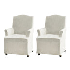 Alethea Upholstered Slipcover Arm Dining Chair with Soild Wood Legs Set of 2 by HULALA HOME