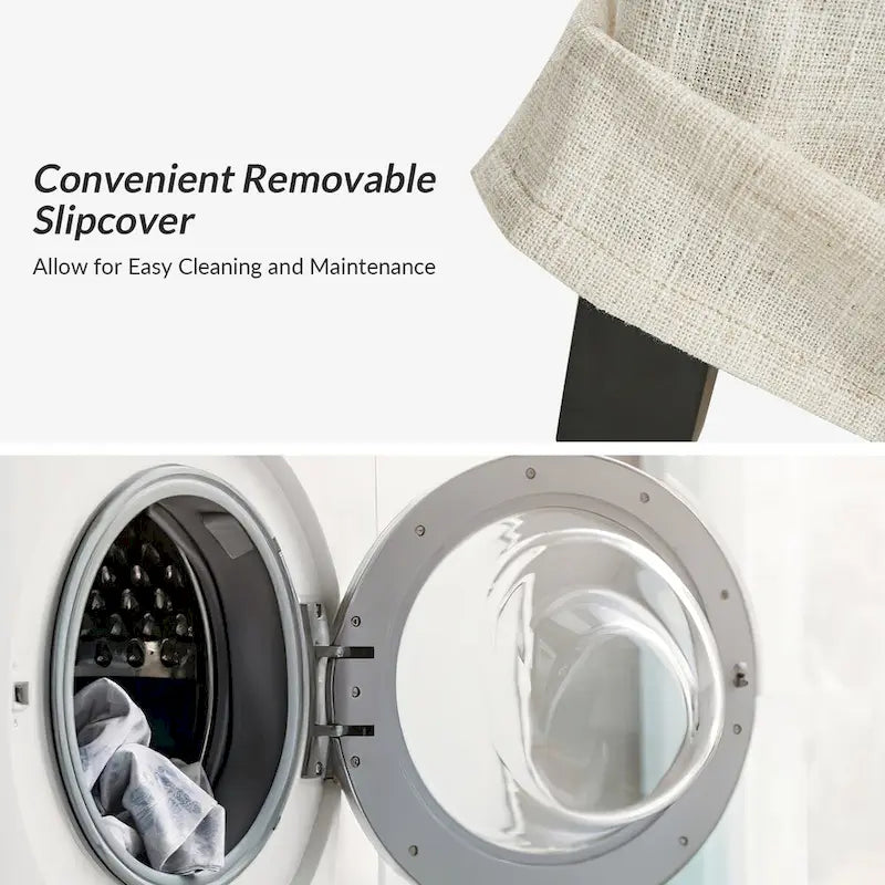 Alethea Upholstered Slipcover Arm Dining Chair with Soild Wood Legs Set of 2 by HULALA HOME