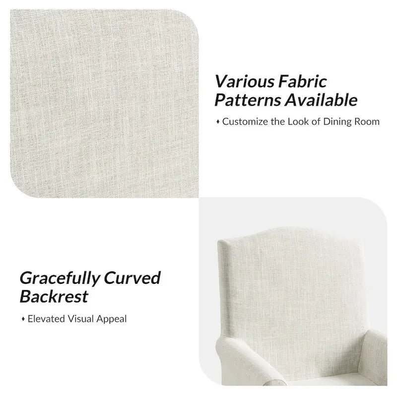 Alethea Upholstered Slipcover Arm Dining Chair with Soild Wood Legs Set of 2 by HULALA HOME