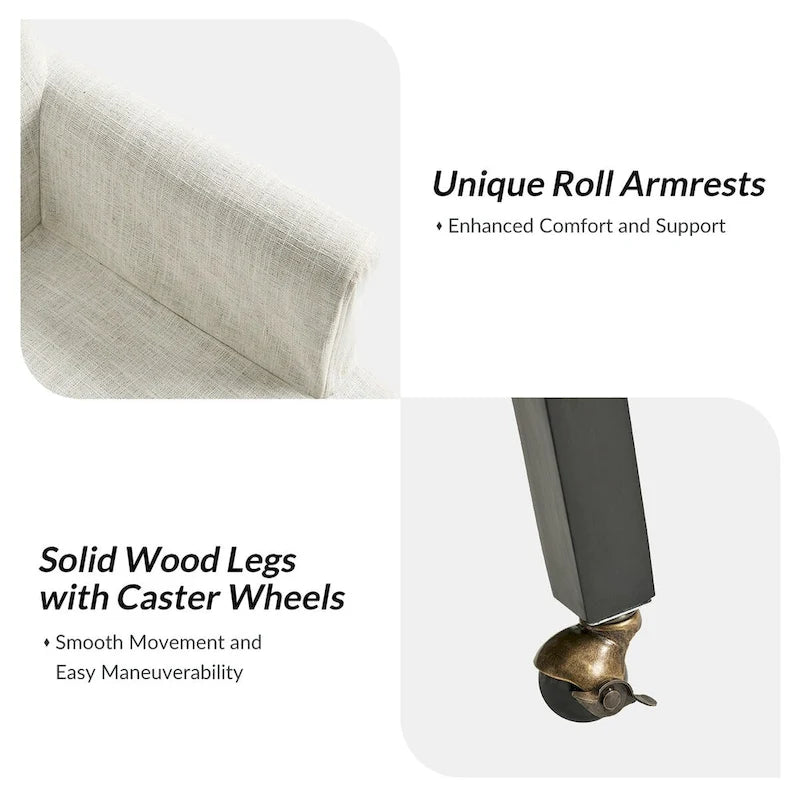 Alethea Upholstered Slipcover Arm Dining Chair with Soild Wood Legs Set of 2 by HULALA HOME