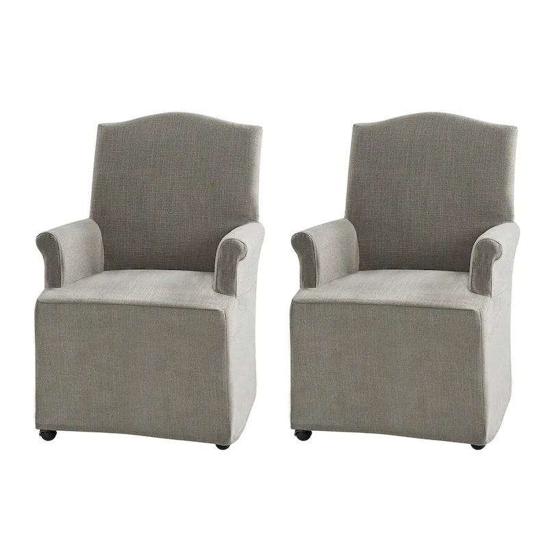 Alethea Upholstered Slipcover Arm Dining Chair with Soild Wood Legs Set of 2 by HULALA HOME