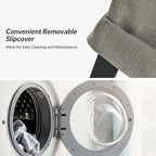 Alethea Upholstered Slipcover Arm Dining Chair with Soild Wood Legs Set of 2 by HULALA HOME