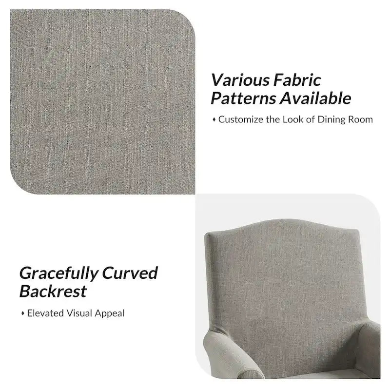 Alethea Upholstered Slipcover Arm Dining Chair with Soild Wood Legs Set of 2 by HULALA HOME