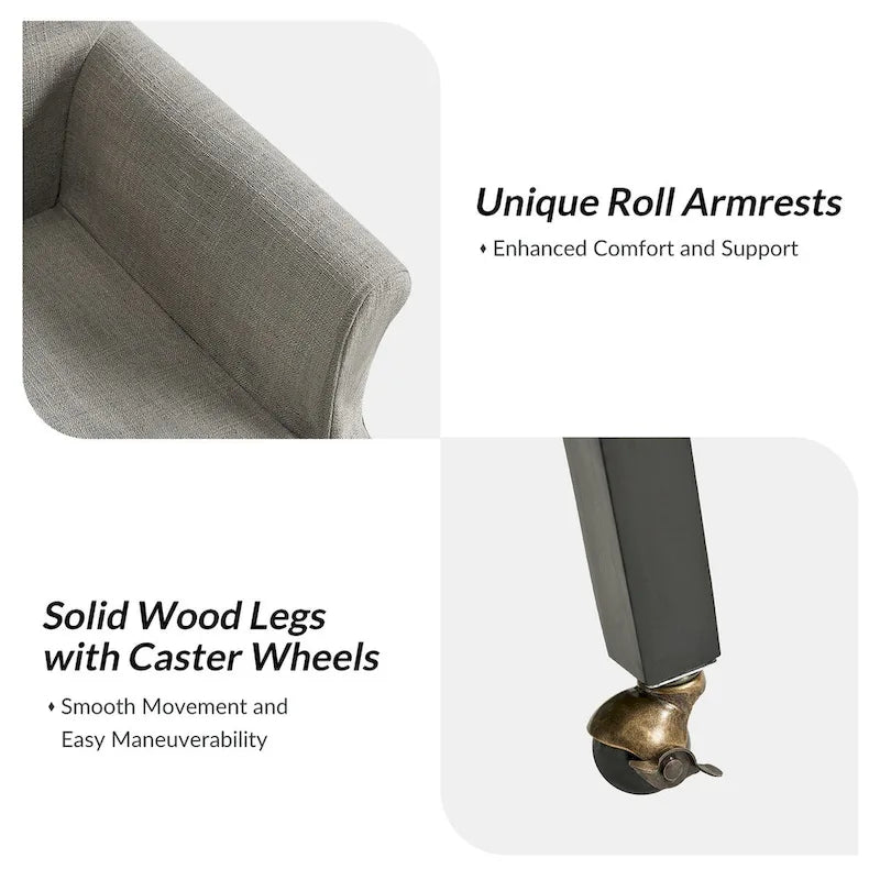 Alethea Upholstered Slipcover Arm Dining Chair with Soild Wood Legs Set of 2 by HULALA HOME