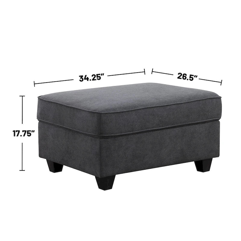 7 Piece L-Shape Sectional Sofa with Ottoman in Stone Gray