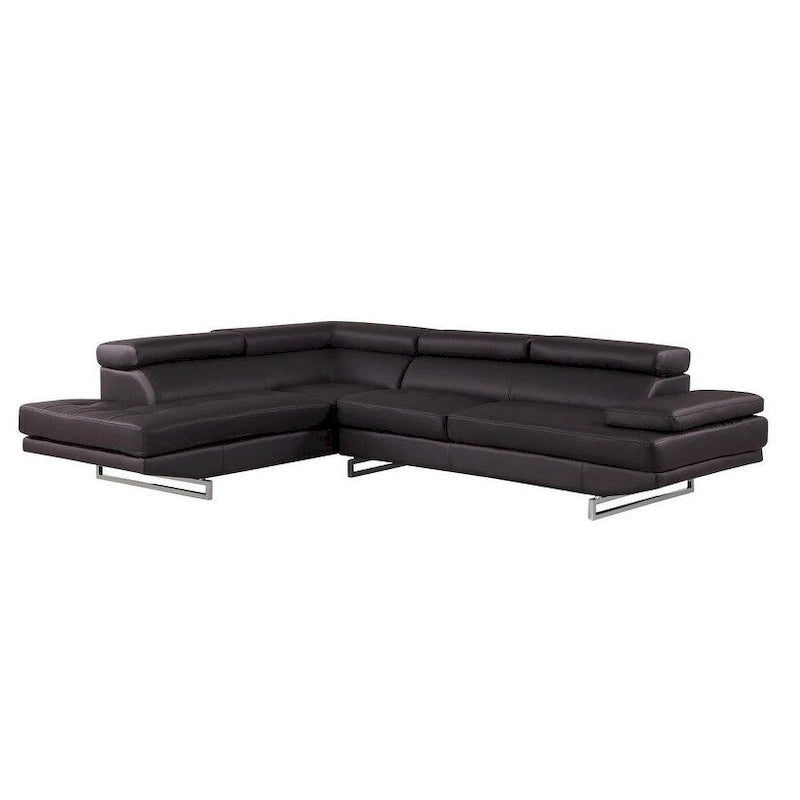 HomeRoots Black Leather L Shaped Two Piece Corner Sectional - 124