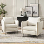 Christopher Modern Anti-scratch Fabric Armchair with Black Metal Legs Set of 2 by HULALA HOME