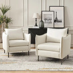 Christopher Modern Anti-scratch Fabric Armchair with Black Metal Legs Set of 2 by HULALA HOME