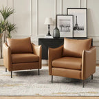 Christopher Modern Anti-scratch Fabric Armchair with Black Metal Legs Set of 2 by HULALA HOME