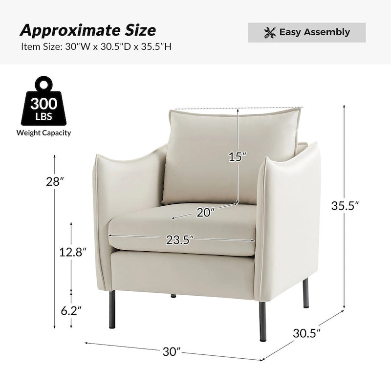 Christopher Modern Anti-scratch Fabric Armchair with Black Metal Legs Set of 2 by HULALA HOME