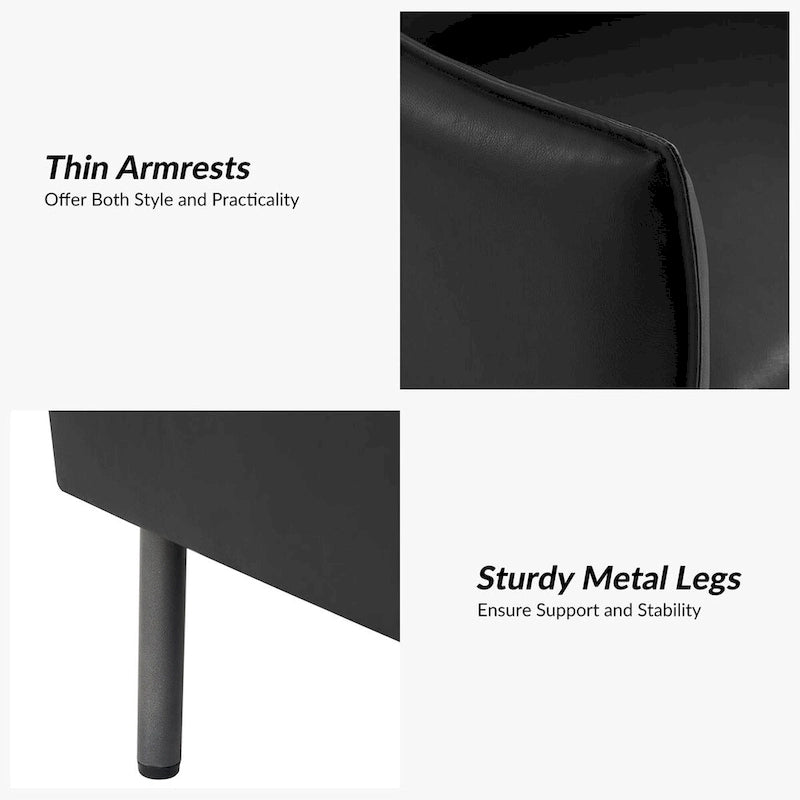 Christopher Modern Anti-scratch Fabric Armchair with Black Metal Legs Set of 2 by HULALA HOME